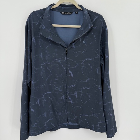Travis Mathew Mens L Blue Abstract Full Zip Golf Jacket Lightweight - Picture 1 of 8